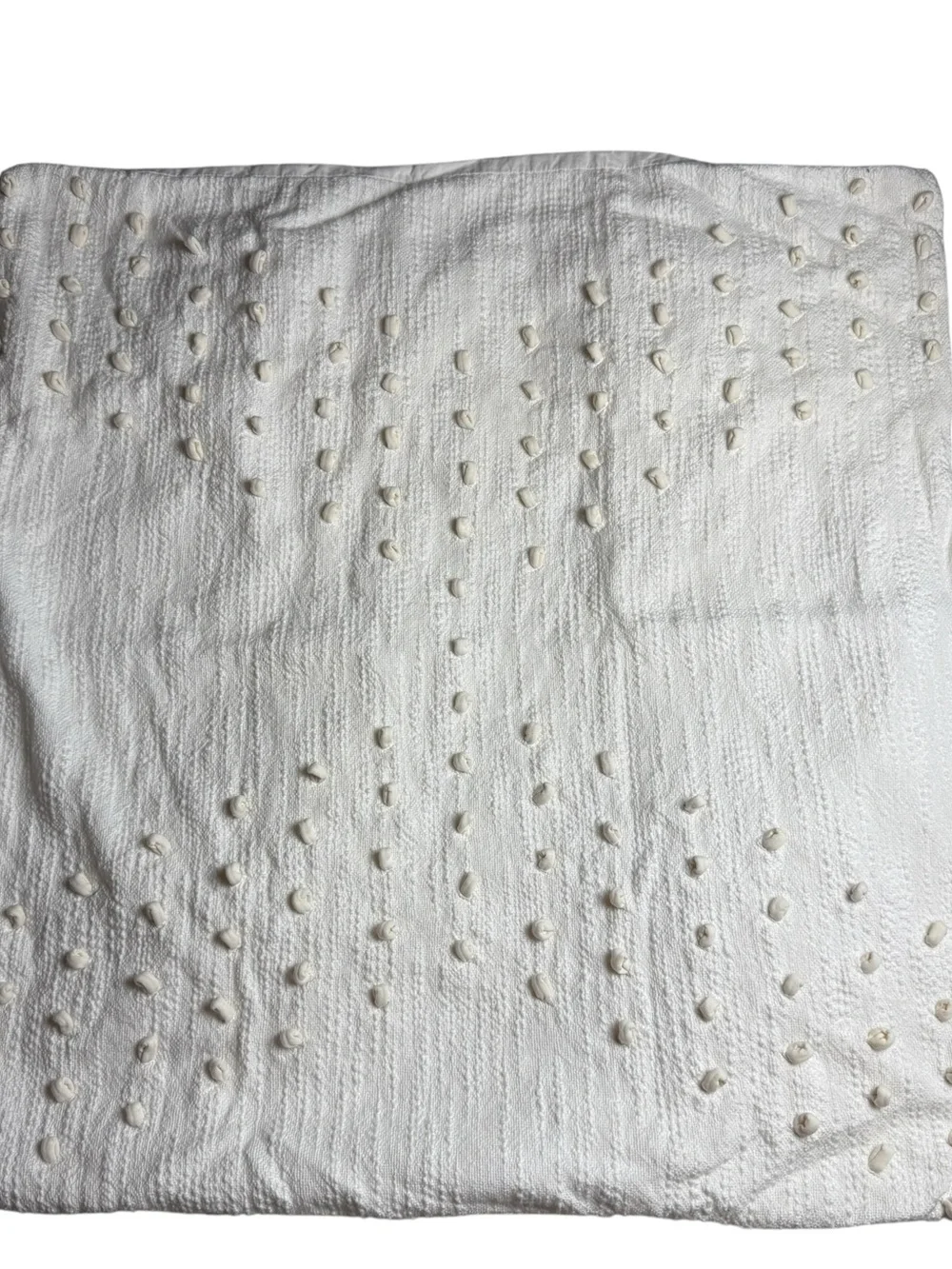 Anthropologie Neve Euro Sham Cotton Embellished Tufted Shabby Cloud Soft Cream